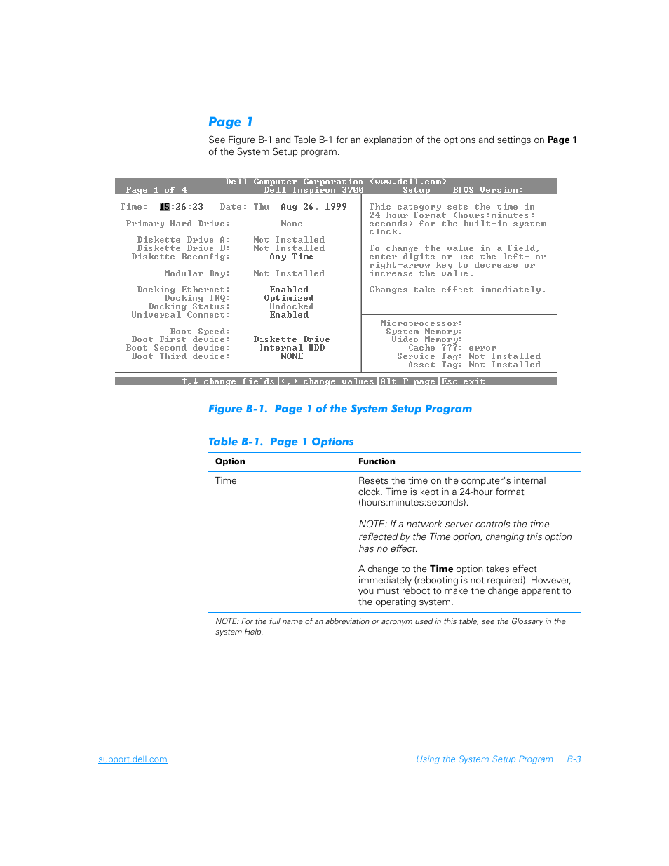 Figure b-1, Table b-1 | Dell Inspiron 3700 User Manual | Page 127 / 178