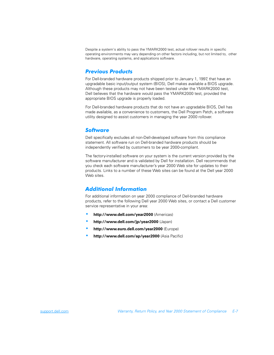 Previous products, Software, Additional information | Dell Inspiron 3700 User Manual | Page 173 / 178