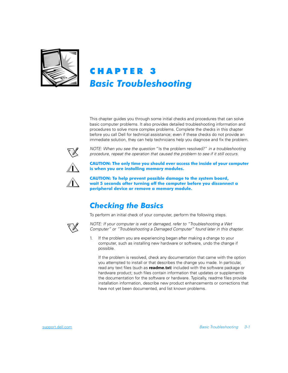 Basic troubleshooting, Checking the basics, Checking the basics -1 | Dell Inspiron 3700 User Manual | Page 45 / 178