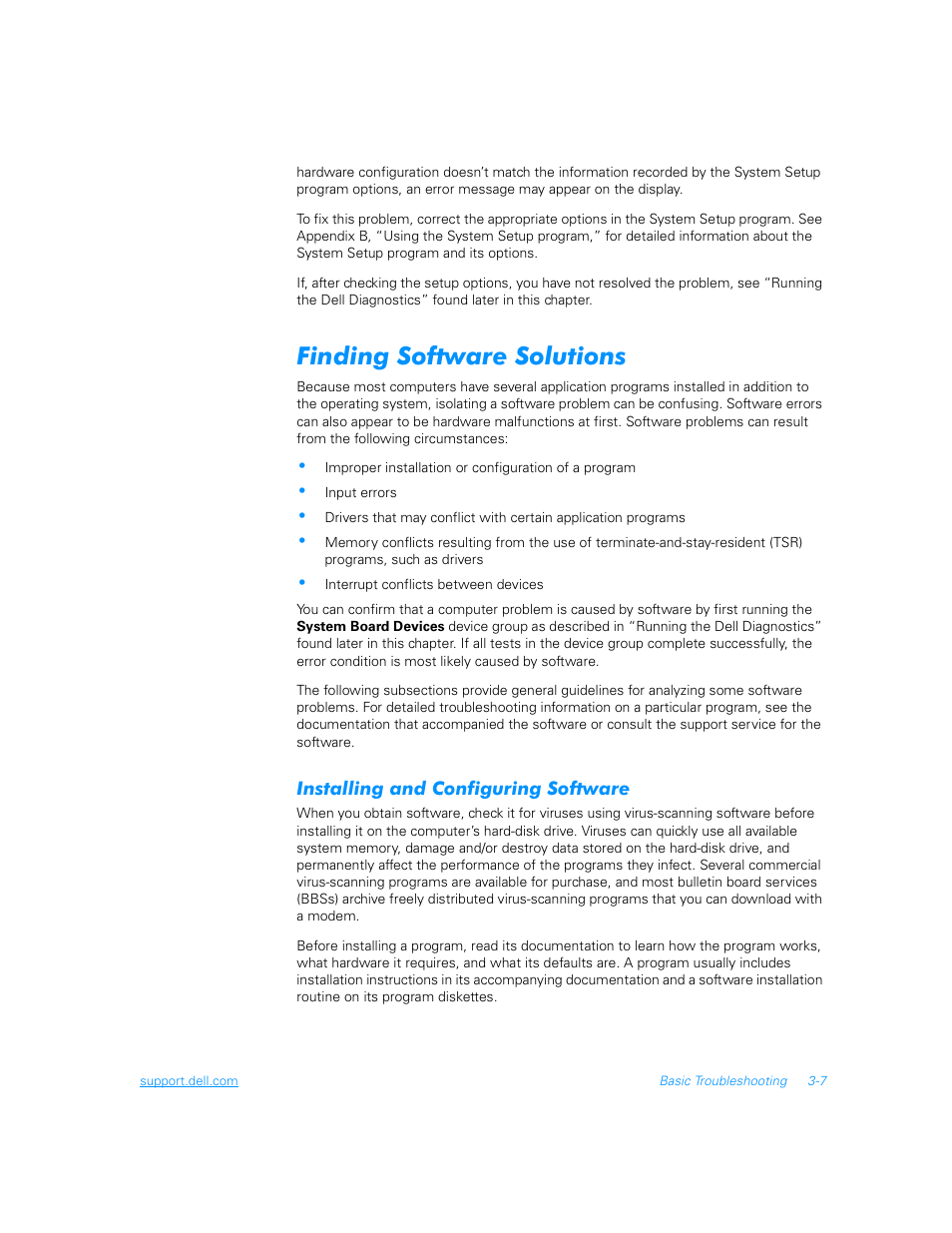Finding software solutions, Installing and configuring software, Finding software solutions -7 | Installing and configuring software -7 | Dell Inspiron 3700 User Manual | Page 51 / 178