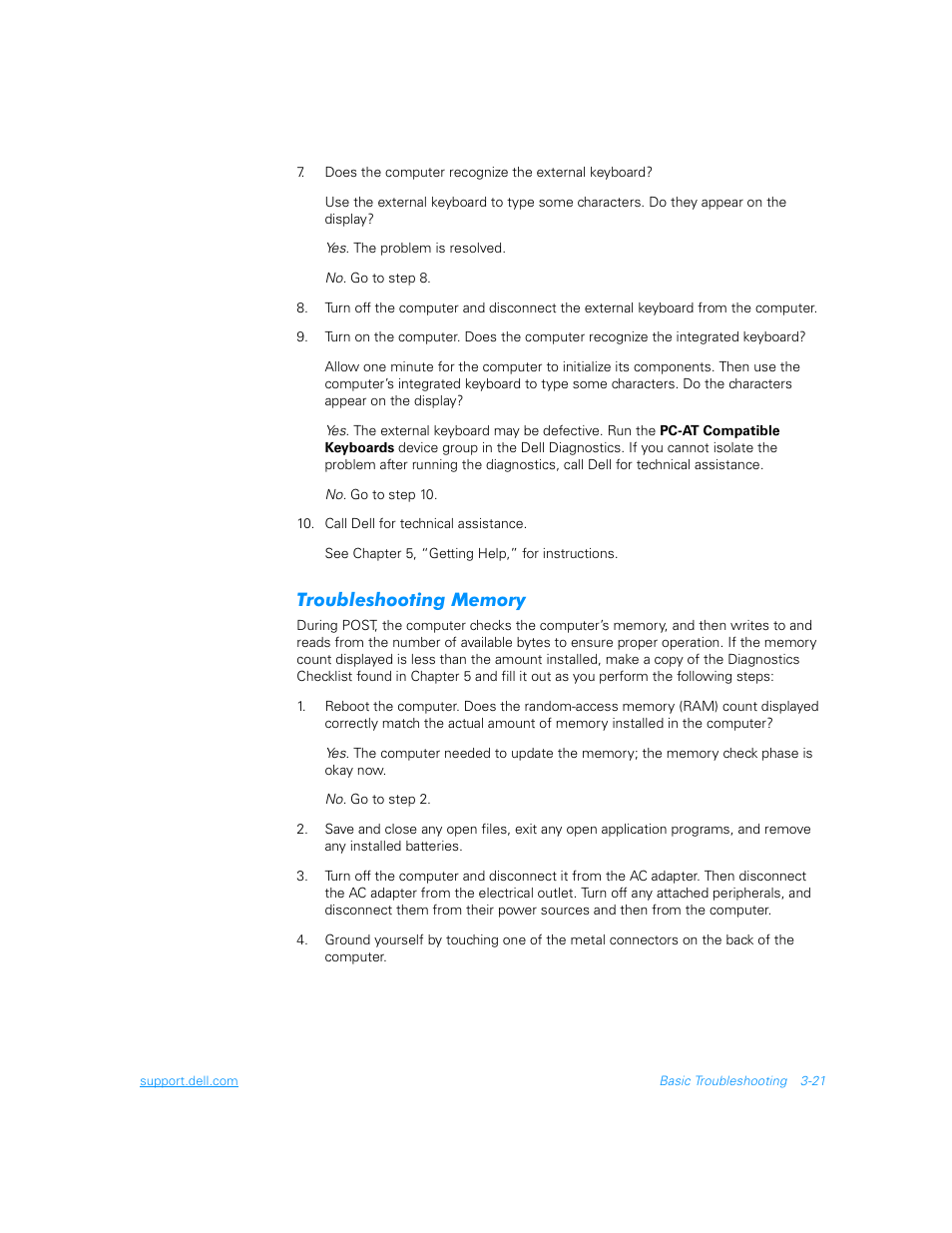Troubleshooting memory, Troubleshooting memory -21 | Dell Inspiron 3700 User Manual | Page 65 / 178