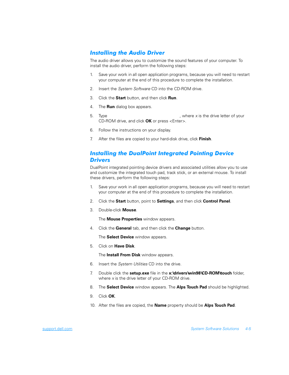 Installing the audio driver, Installing the audio driver -5 | Dell Inspiron 3700 User Manual | Page 83 / 178