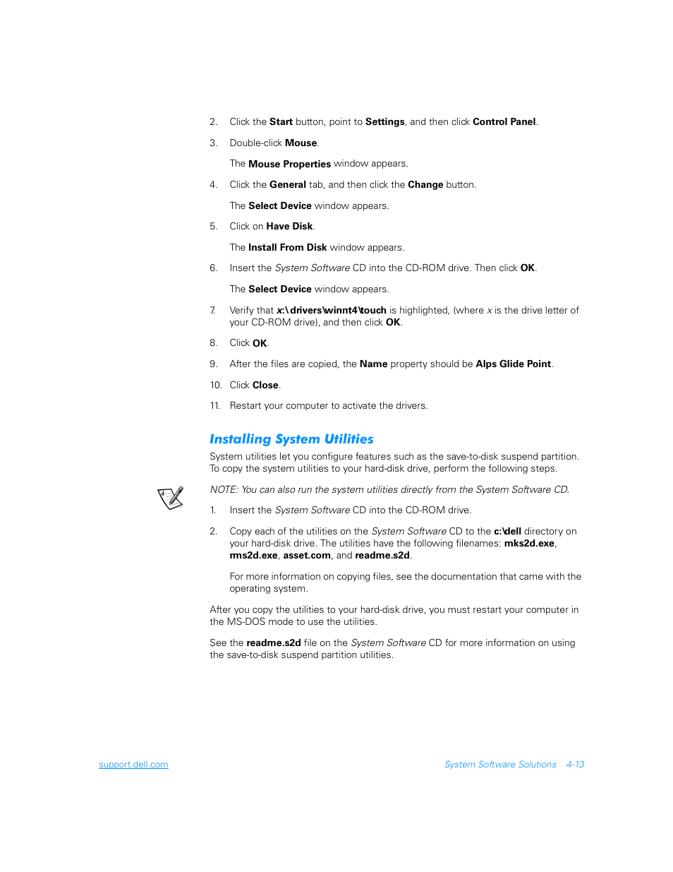 Installing system utilities, Installing system utilities -13 | Dell Inspiron 3700 User Manual | Page 91 / 178