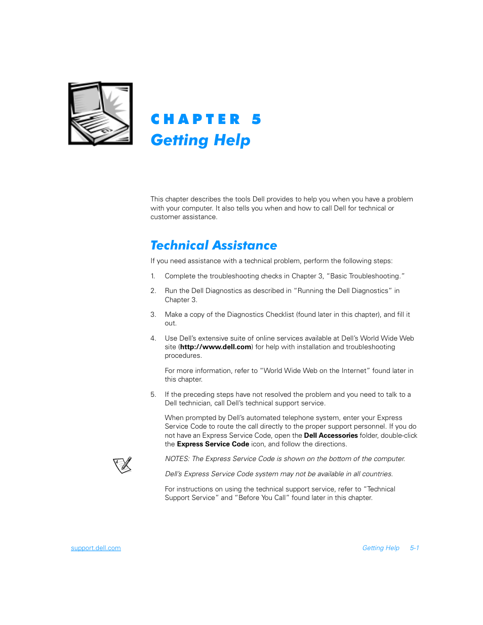 Getting help, Technical assistance, Technical assistance -1 | Dell Inspiron 3700 User Manual | Page 97 / 178