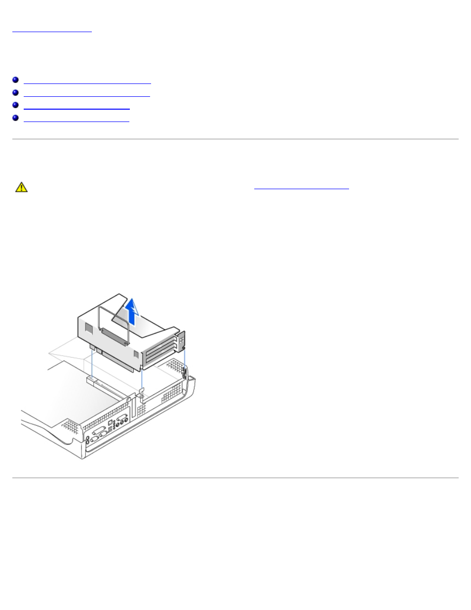 Expansion-card cage (small desktop computer only), Removing the expansion-card cage, Replacing the expansion-card cage | Dell OptiPlex GX50 User Manual | Page 55 / 78