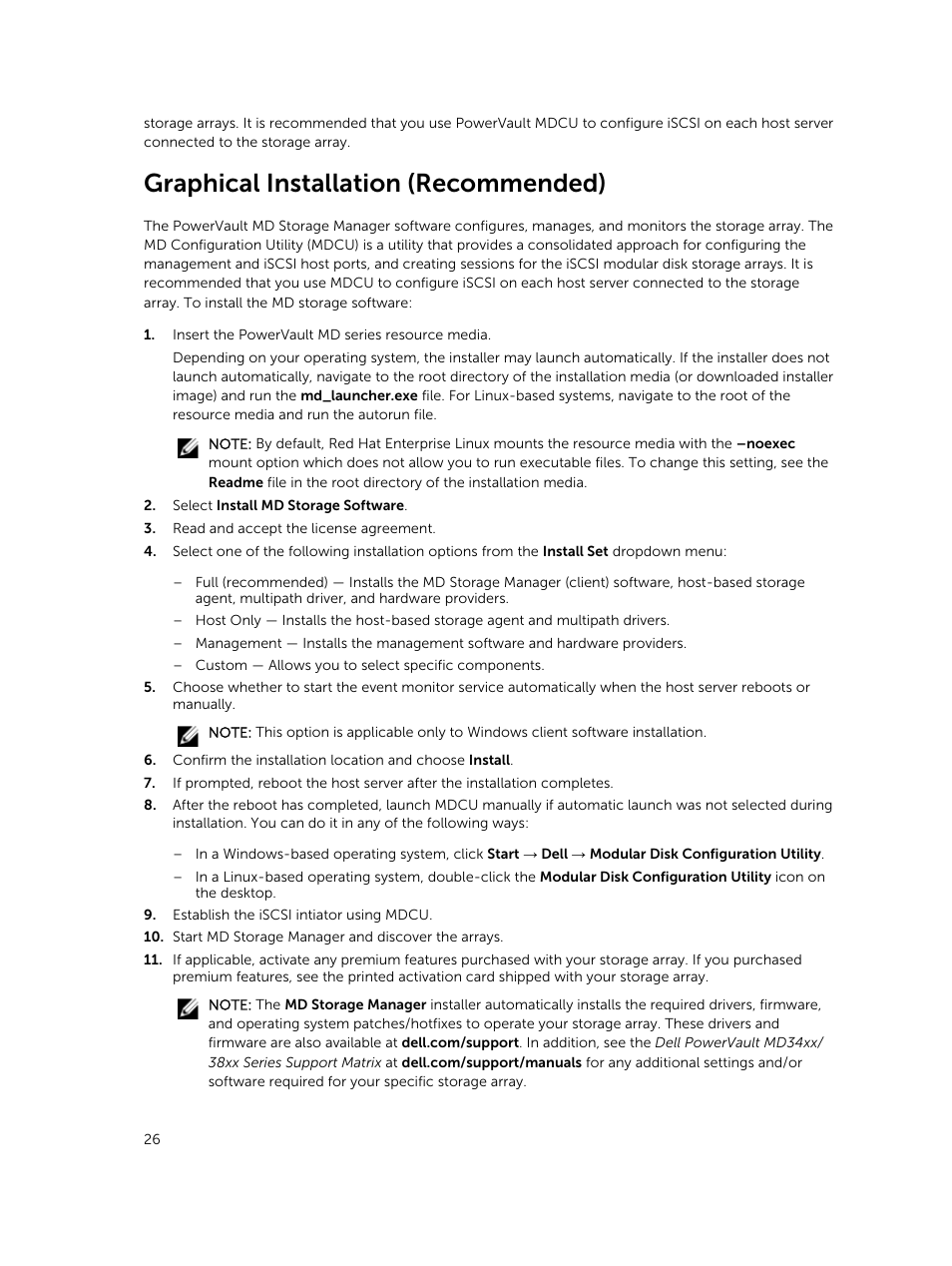 Graphical installation (recommended) | Dell PowerVault MD3800i User Manual | Page 26 / 59
