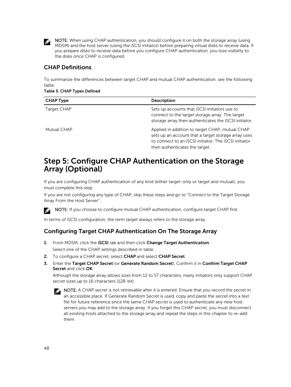 Chap definitions | Dell PowerVault MD3800i User Manual | Page 48 / 59
