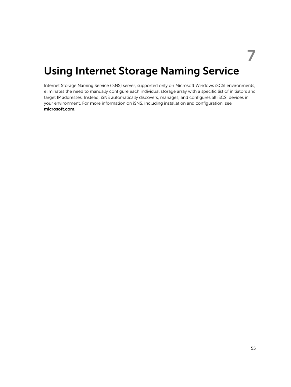 Using internet storage naming service, 7 using internet storage naming service | Dell PowerVault MD3800i User Manual | Page 55 / 59