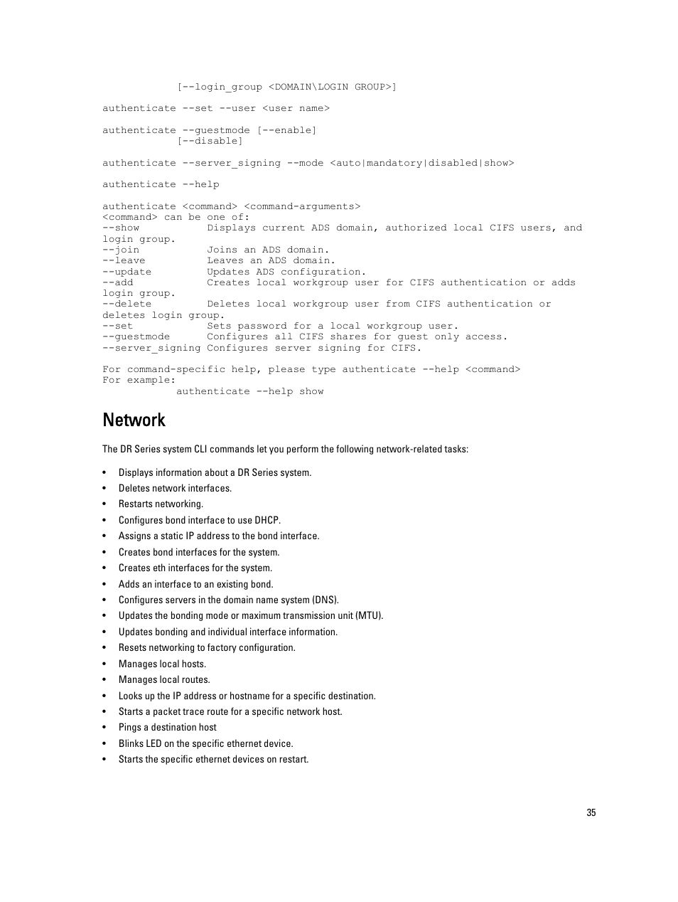 Network | Dell DR4000 User Manual | Page 35 / 150