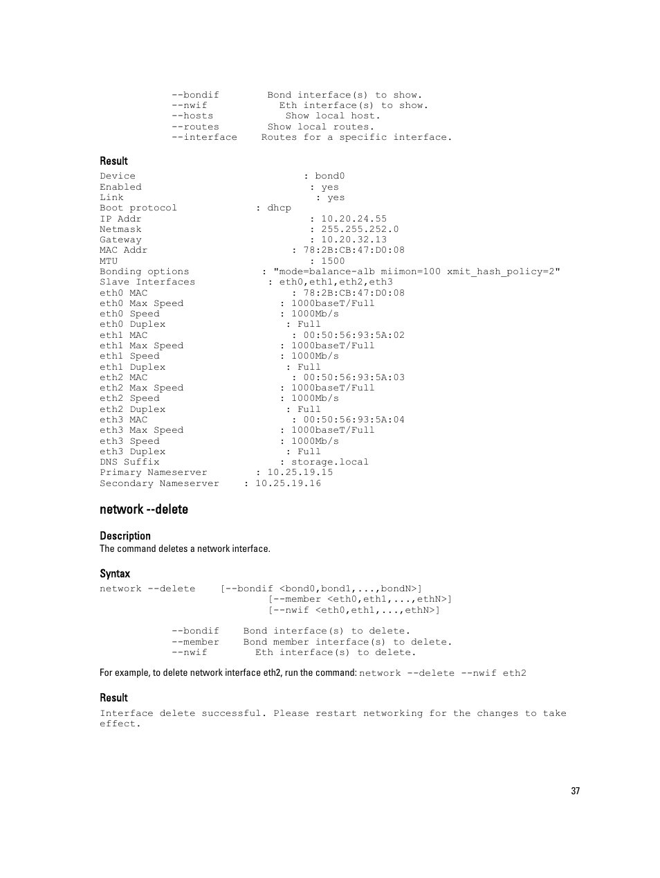 Network --delete | Dell DR4000 User Manual | Page 37 / 150