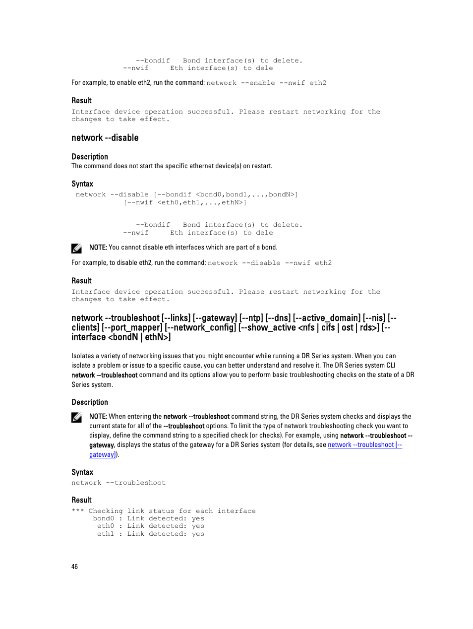 Network --disable | Dell DR4000 User Manual | Page 46 / 150