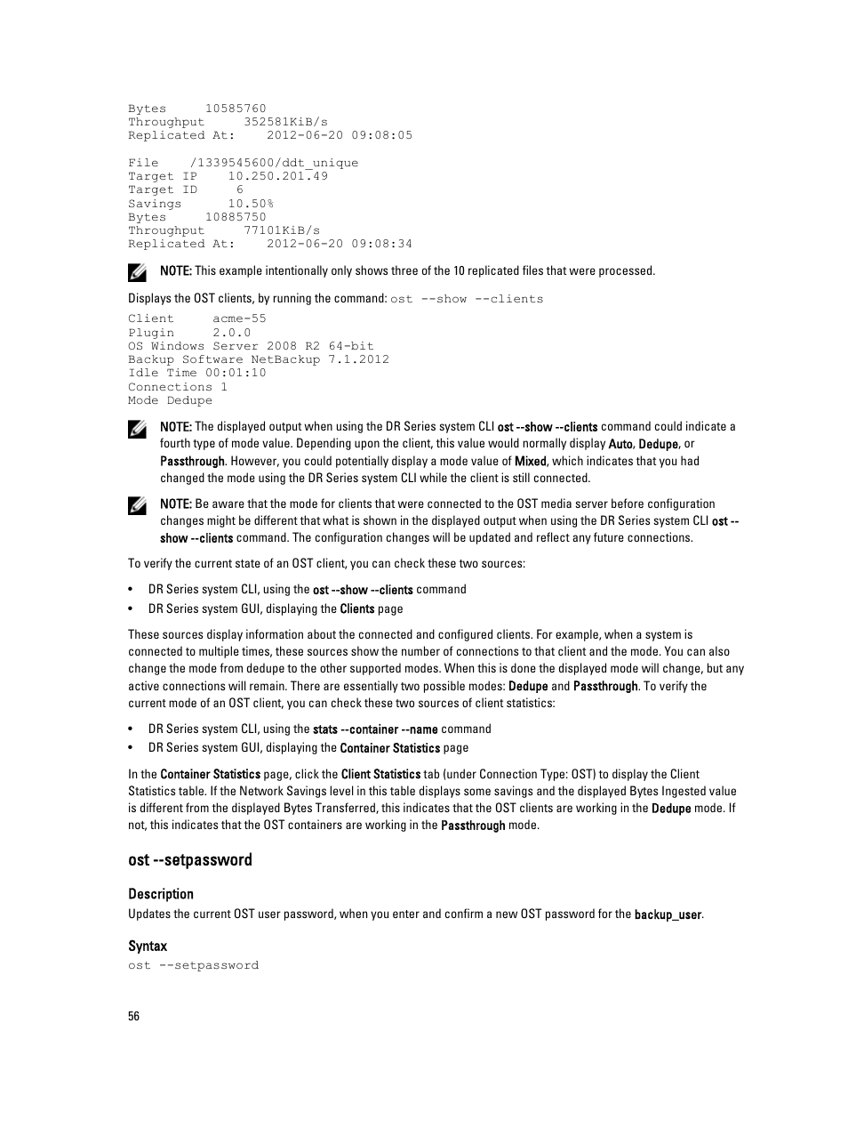 Ost --setpassword | Dell DR4000 User Manual | Page 56 / 150