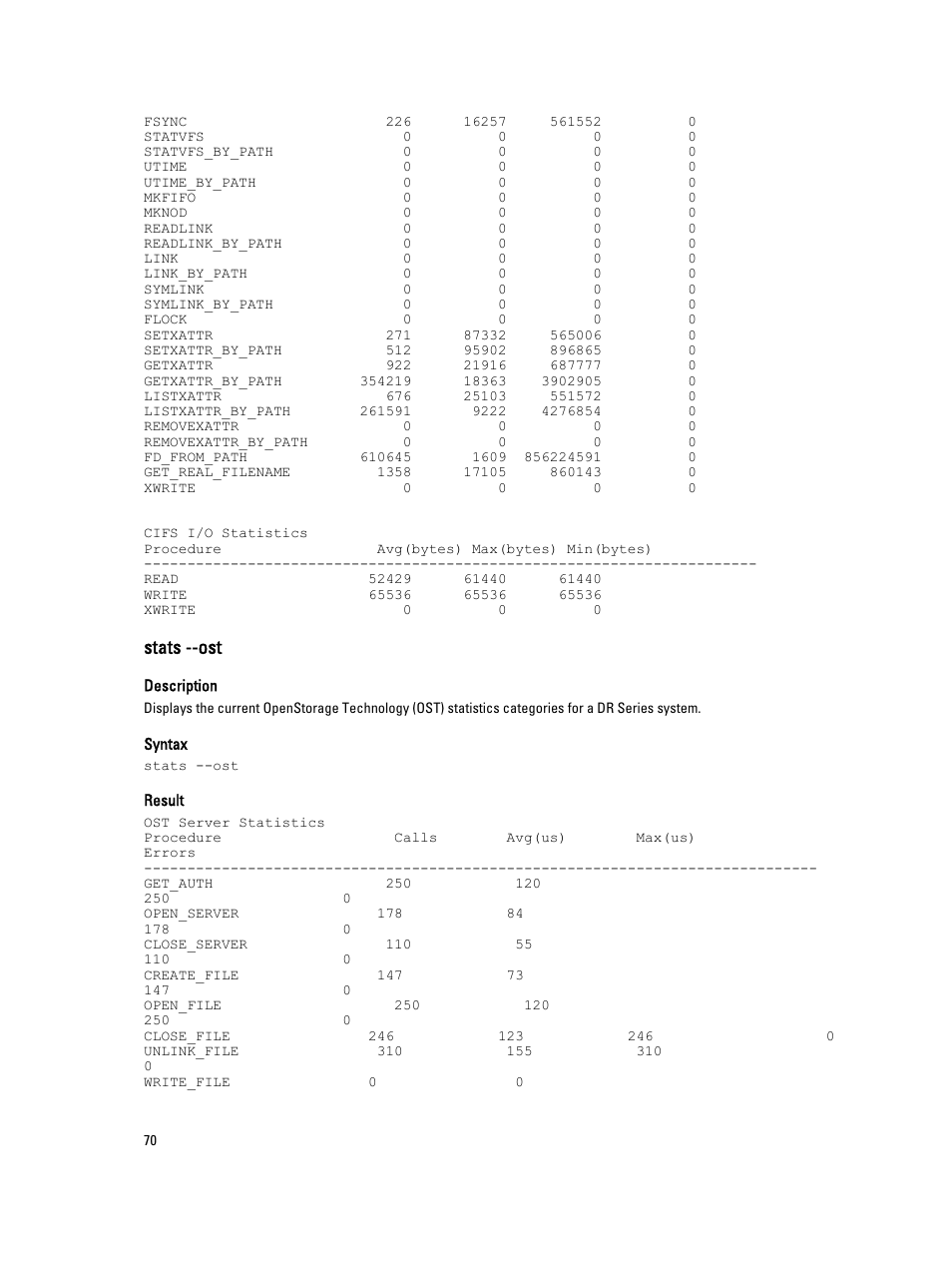 Stats --ost | Dell DR4000 User Manual | Page 70 / 150