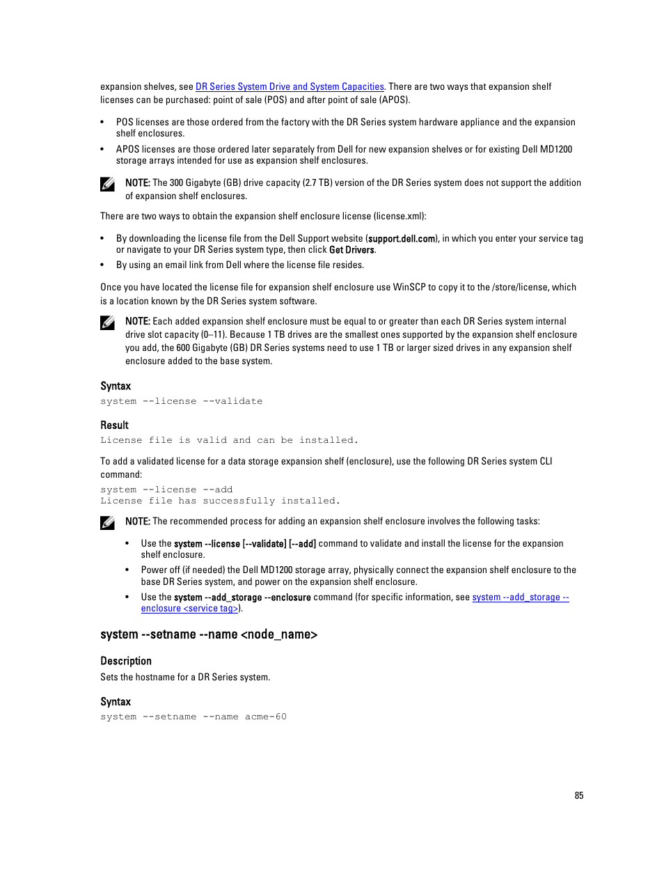 System --setname --name <node_name | Dell DR4000 User Manual | Page 85 / 150