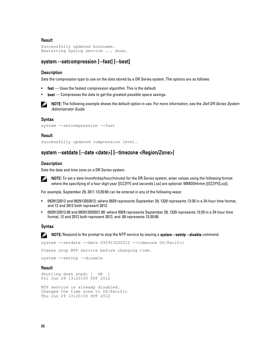 System --setcompression [--fast] [--best | Dell DR4000 User Manual | Page 86 / 150