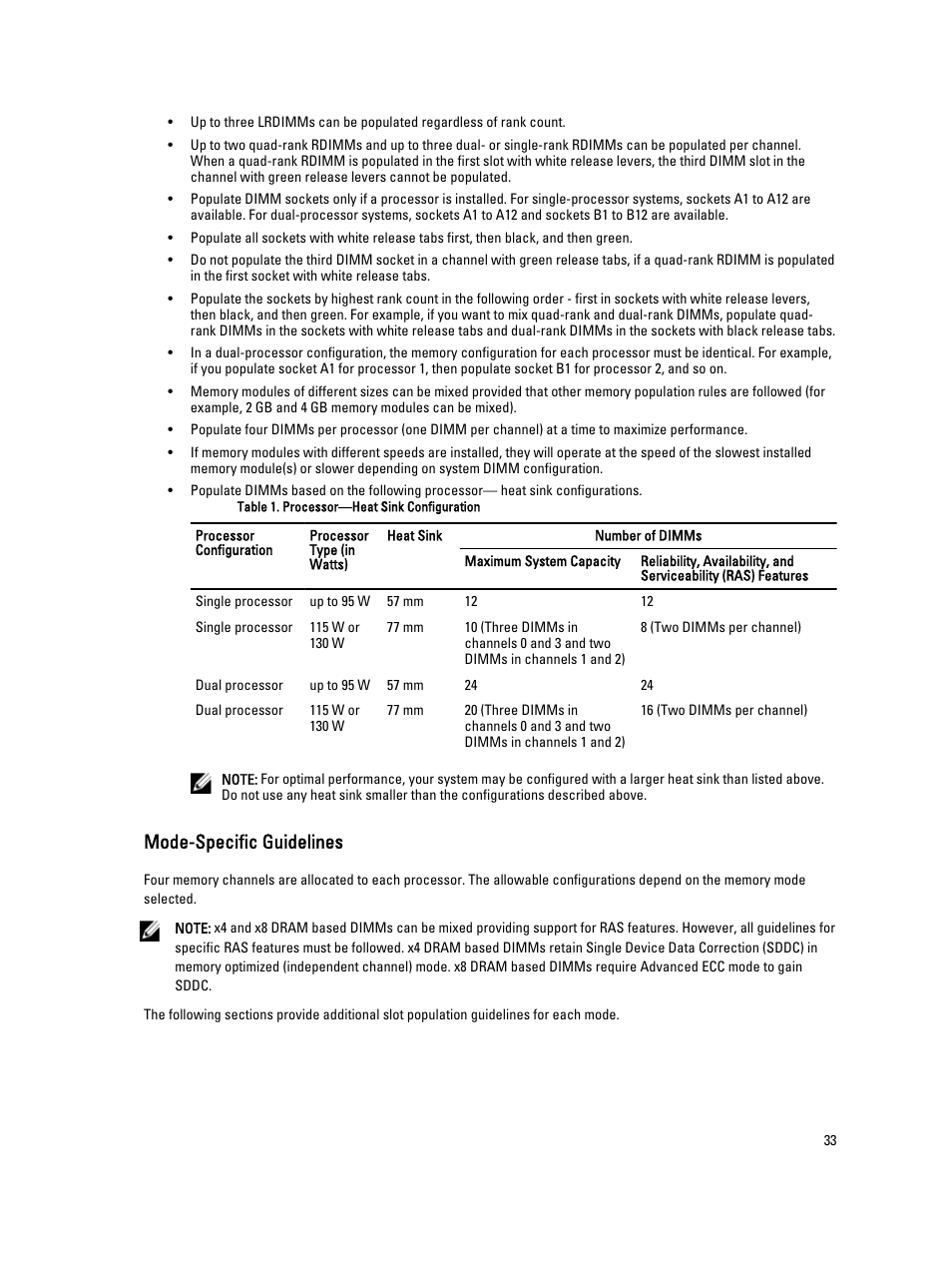Mode-specific guidelines | Dell PowerEdge VRTX User Manual | Page 33 / 143
