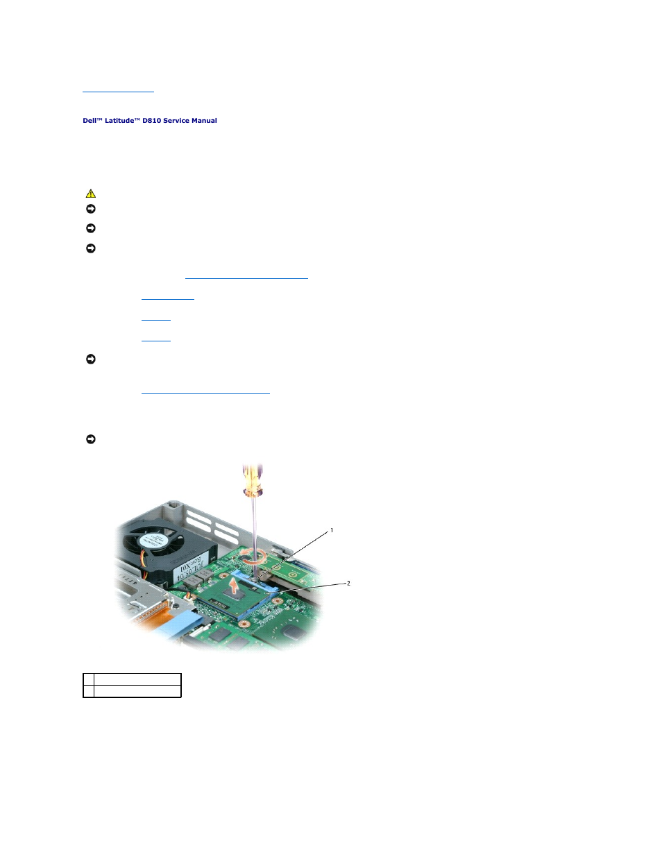 Microprocessor module, Removing the microprocessor module, Installing the microprocessor module | Dell Latitude D810 User Manual | Page 12 / 51