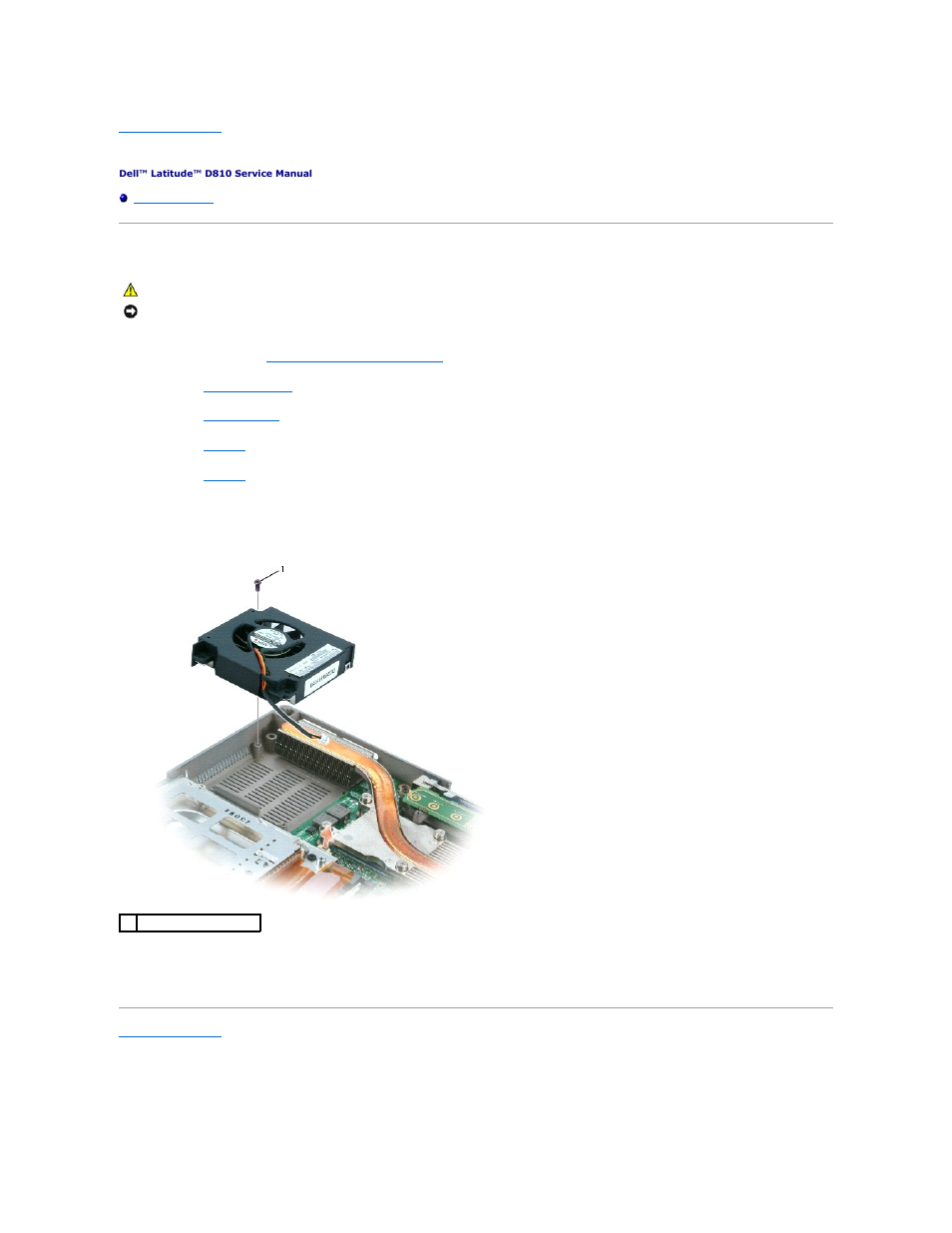 Removing the fan | Dell Latitude D810 User Manual | Page 21 / 51