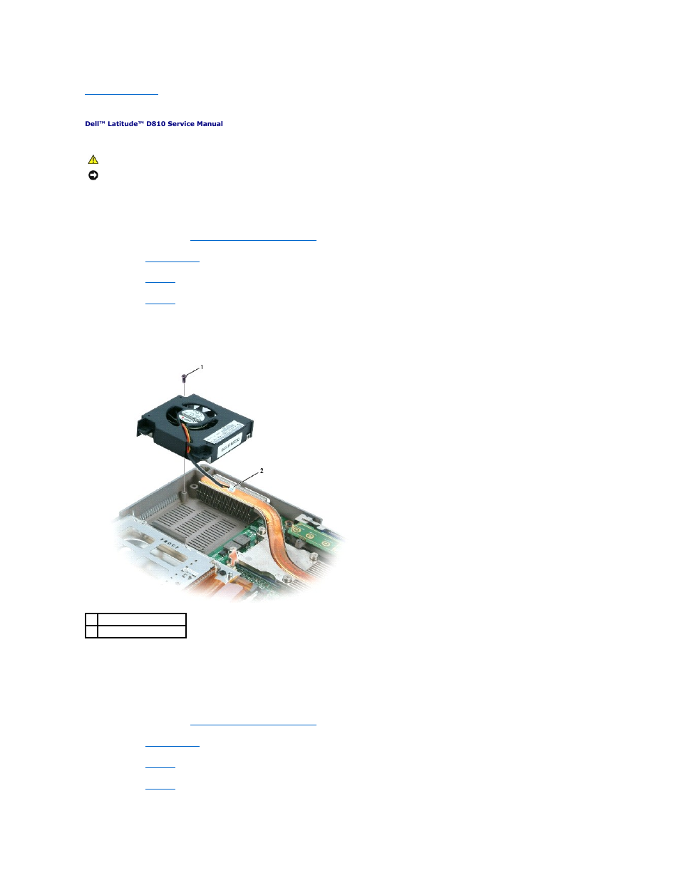 Fans, Removing the microprocessor fan, Removing the video card fan | Dell Latitude D810 User Manual | Page 22 / 51