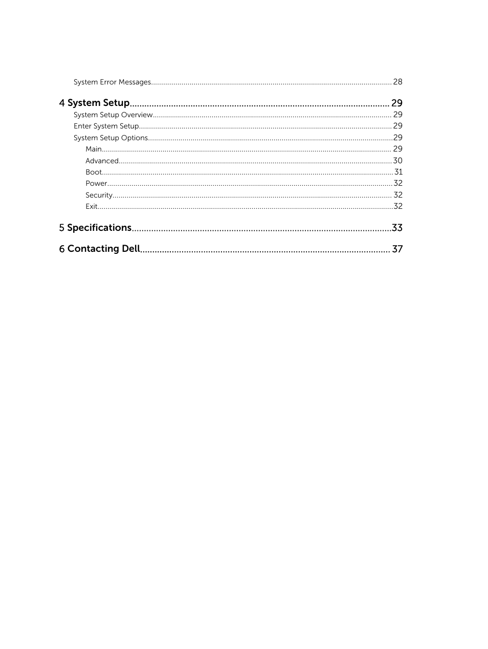 4 system setup, 5 specifications 6 contacting dell | Dell Vostro 3800 Slim Tower (Late 2013) User Manual | Page 4 / 37