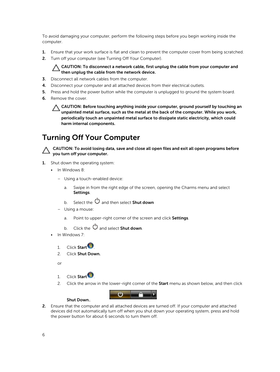 Turning off your computer | Dell Vostro 3800 Slim Tower (Late 2013) User Manual | Page 6 / 37