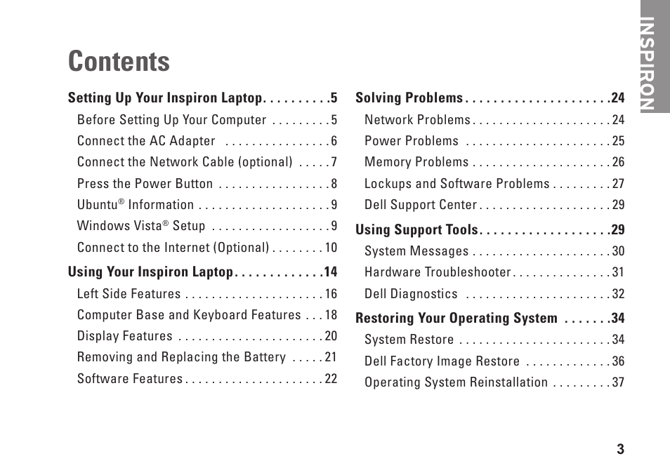 Dell Inspiron Mini 12 (1210, Late 2008) User Manual | Page 5 / 62