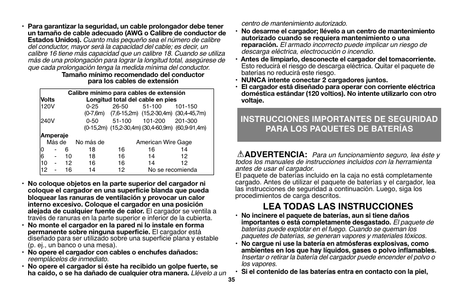 Lea todas las instrucciones, Advertencia | Black & Decker LST136 User Manual | Page 35 / 48