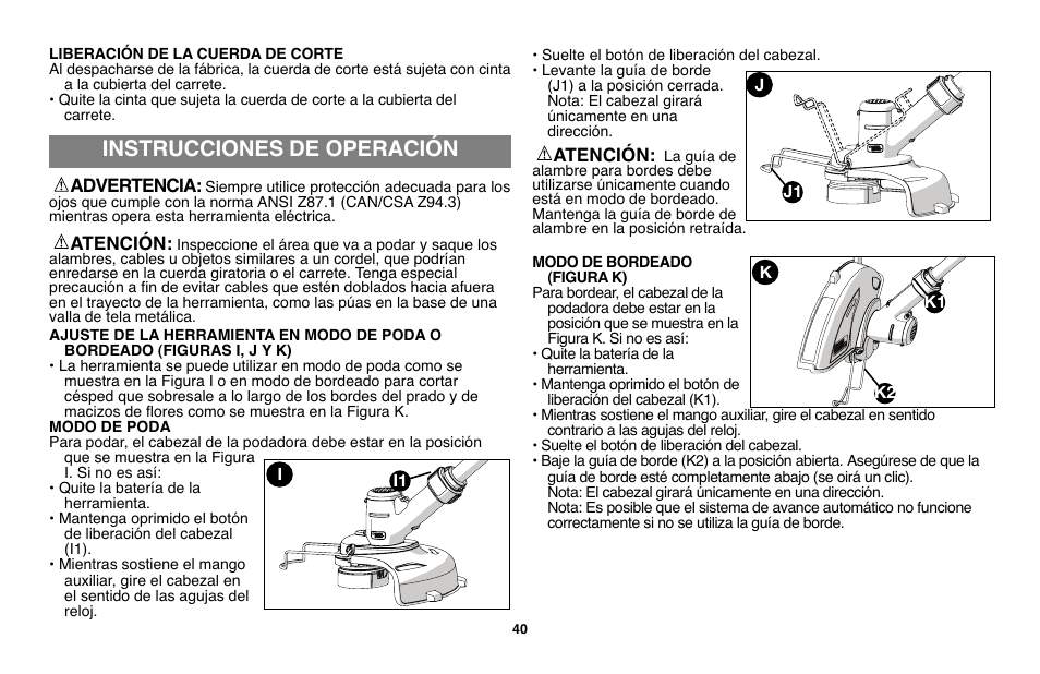 Instrucciones de operación | Black & Decker LST136 User Manual | Page 40 / 48