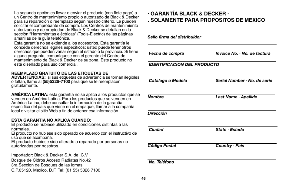 Black & Decker LST136 User Manual | Page 46 / 48