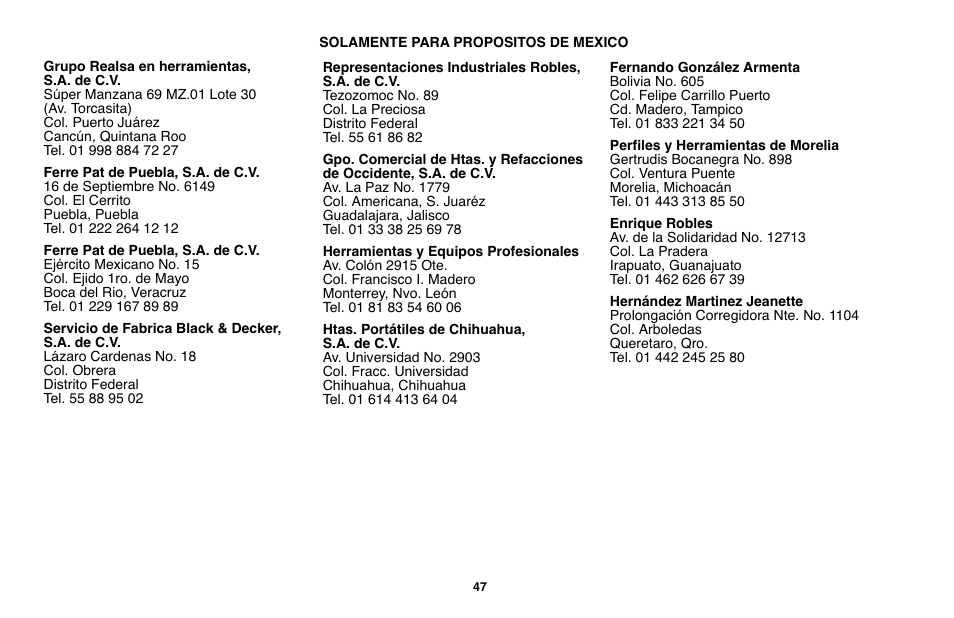 Black & Decker LST136 User Manual | Page 47 / 48