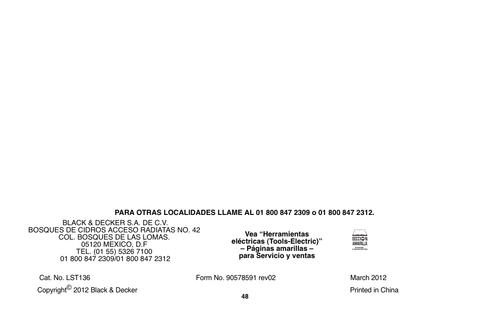 Black & Decker LST136 User Manual | Page 48 / 48