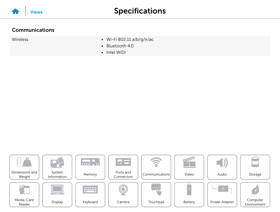 Communications, Specifications | Dell Inspiron 15 7547 User Manual | Page 11 / 22