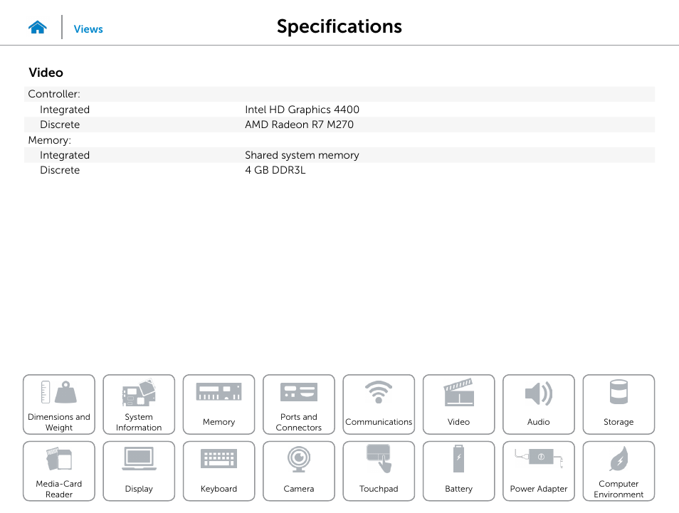 Video, Specifications | Dell Inspiron 15 7547 User Manual | Page 12 / 22