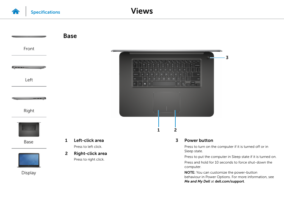 Base, Views | Dell Inspiron 15 7547 User Manual | Page 5 / 22