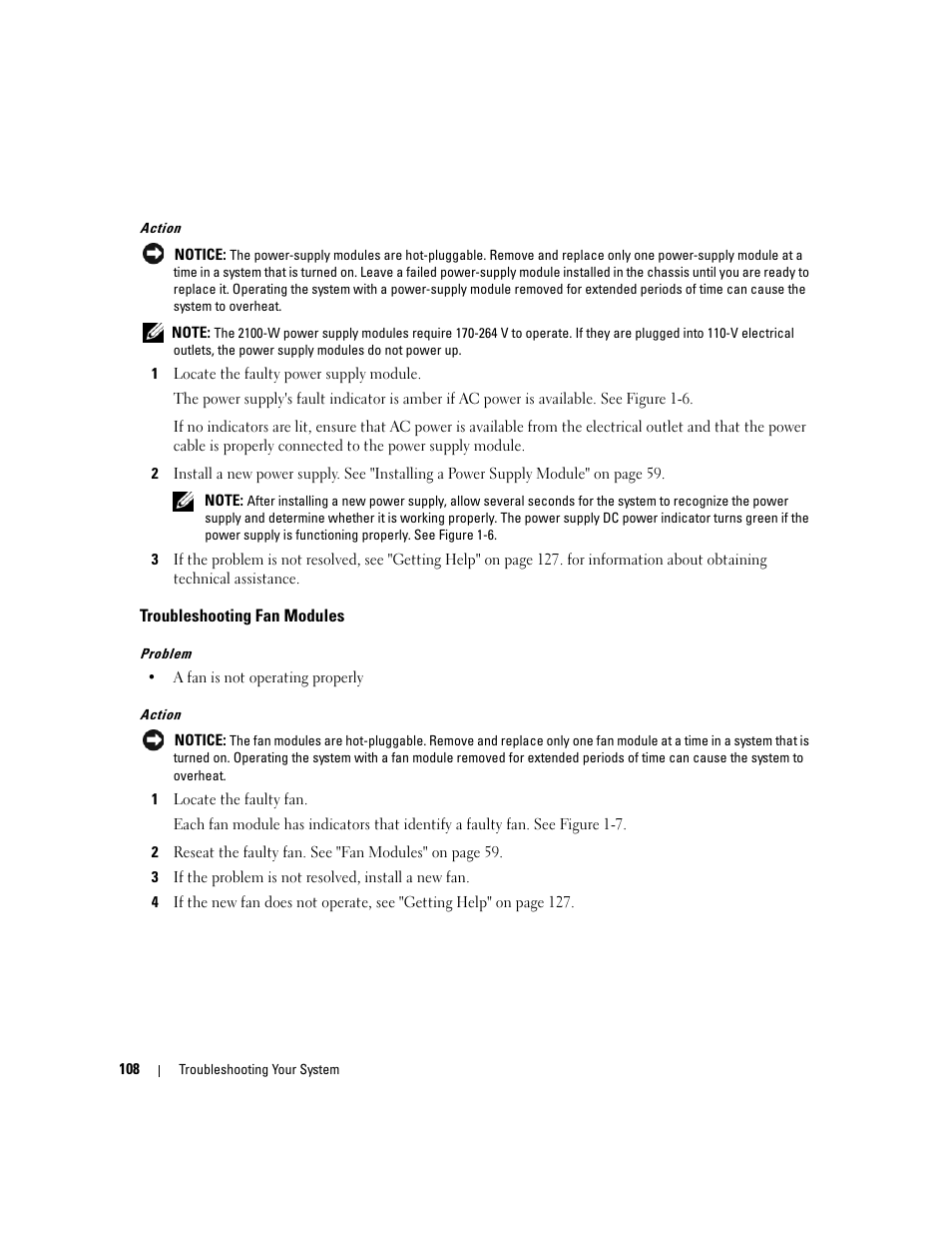 Troubleshooting fan modules | Dell POWEREDGE 1955 User Manual | Page 108 / 160