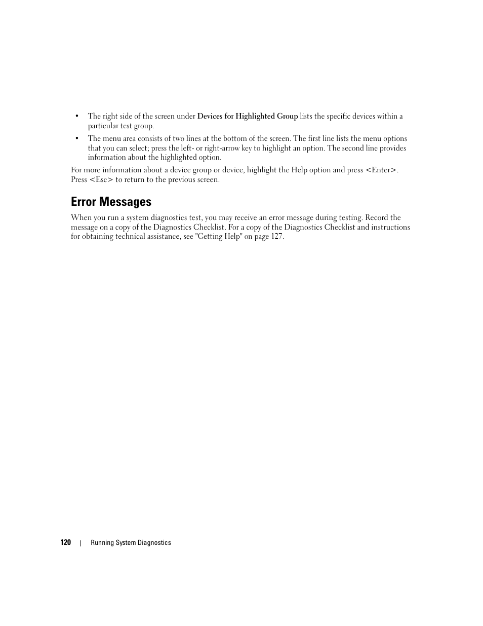 Error messages | Dell POWEREDGE 1955 User Manual | Page 120 / 160