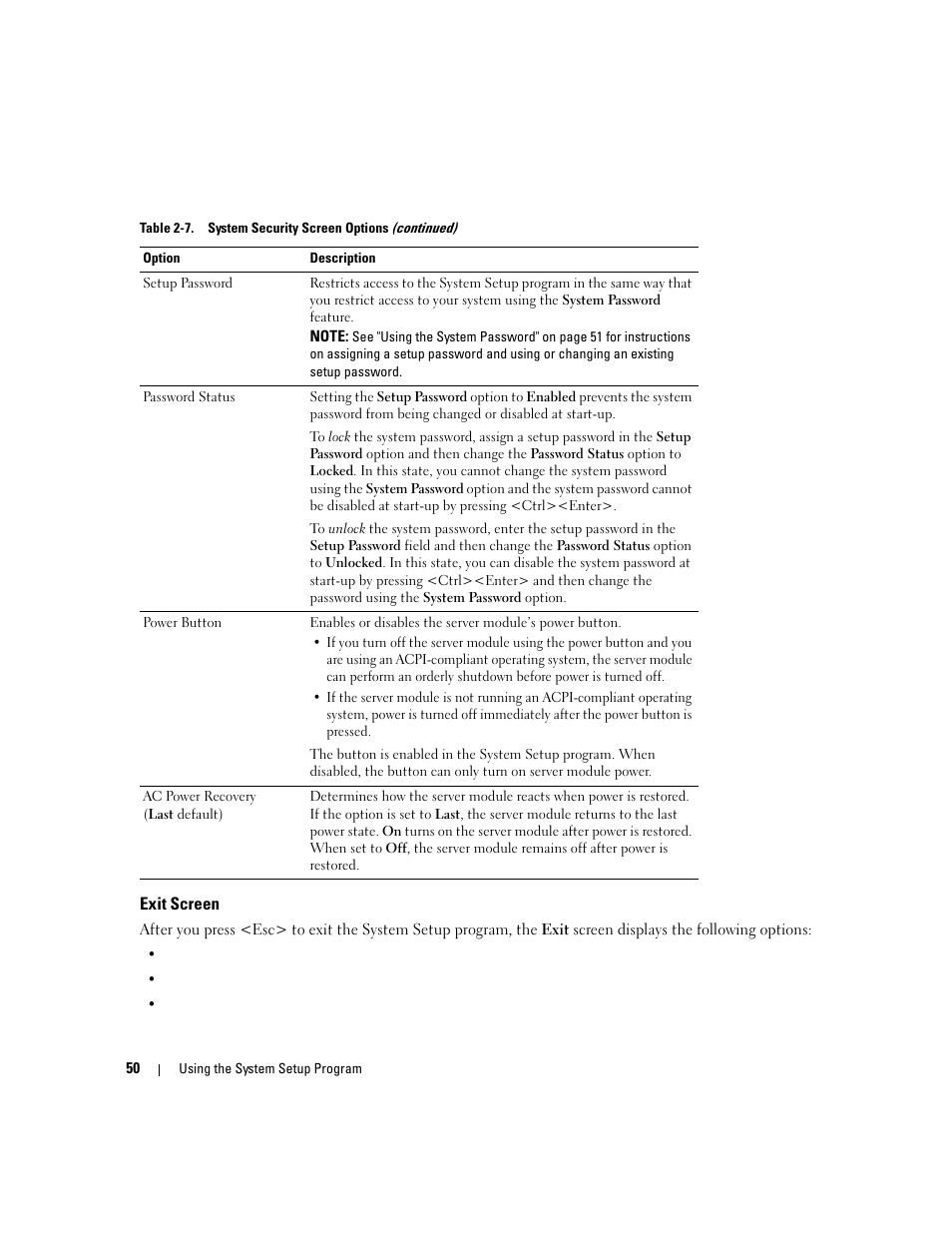 Exit screen | Dell POWEREDGE 1955 User Manual | Page 50 / 160