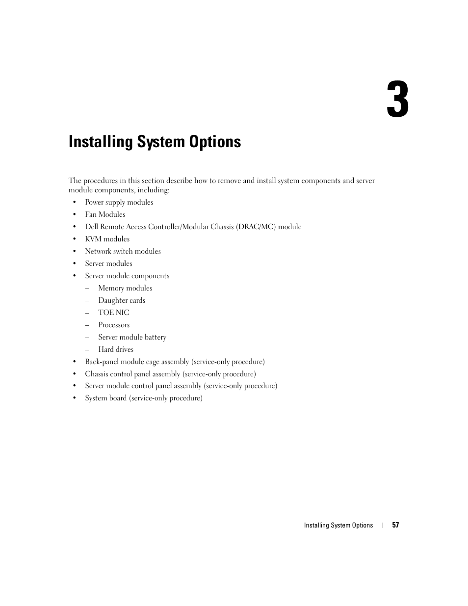 Installing system options | Dell POWEREDGE 1955 User Manual | Page 57 / 160