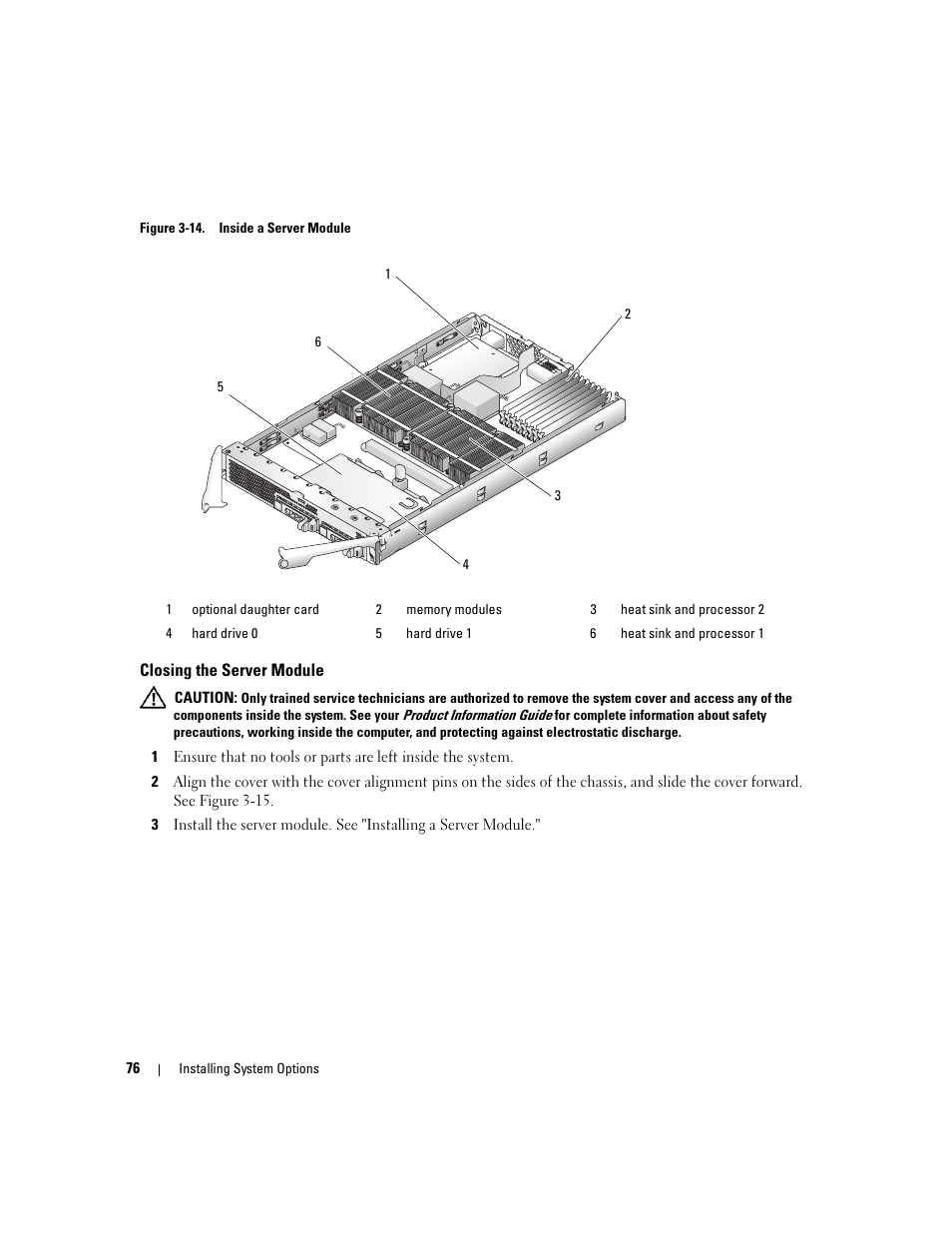 Closing the server module | Dell POWEREDGE 1955 User Manual | Page 76 / 160