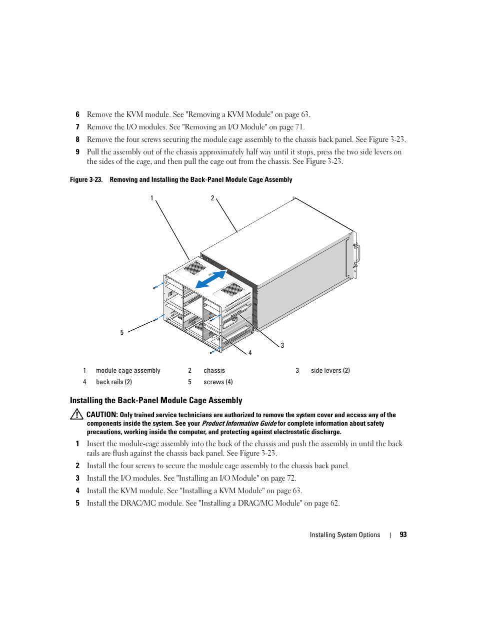Installing the back-panel module cage assembly | Dell POWEREDGE 1955 User Manual | Page 93 / 160