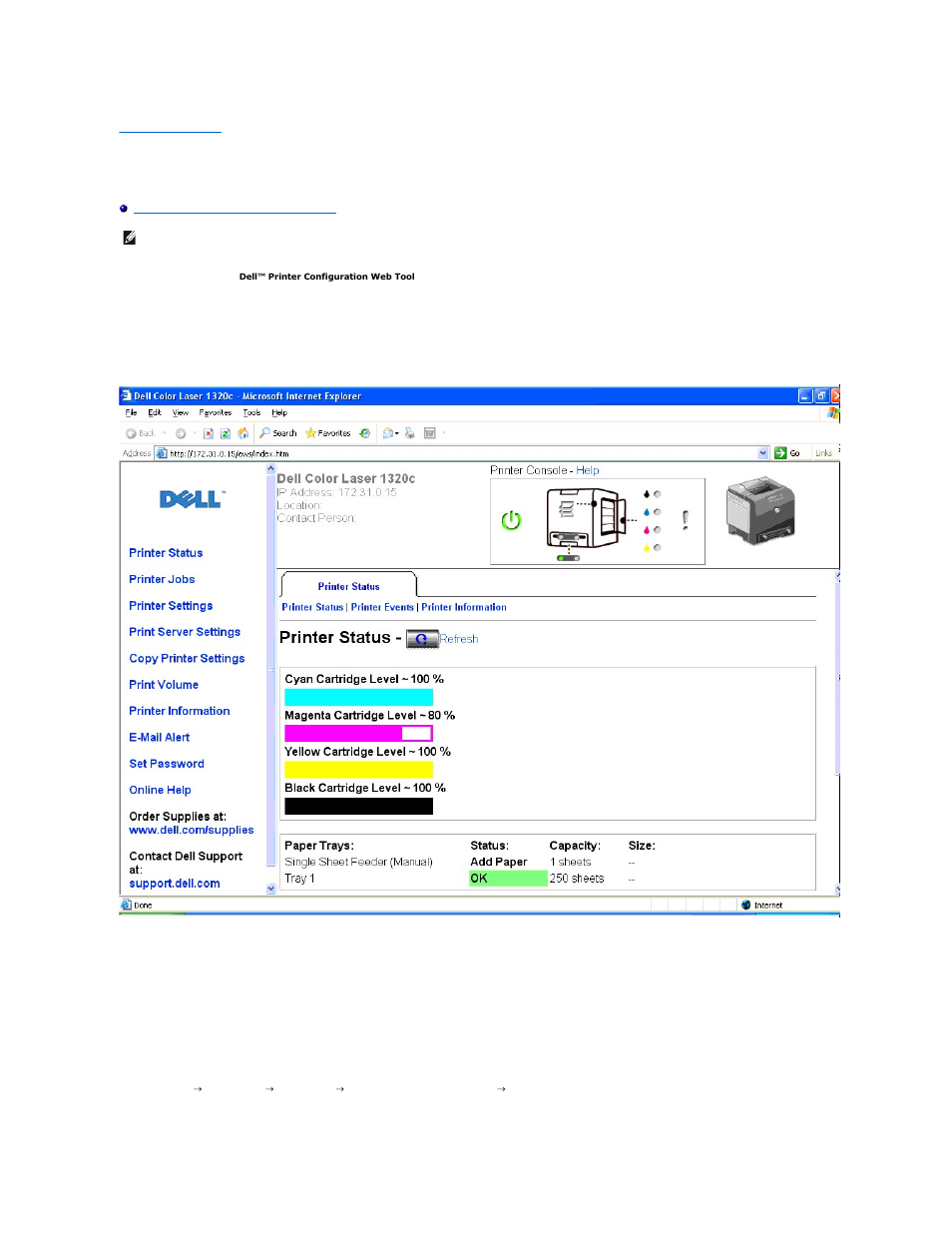 Dell printer configuration web tool | Dell 1320c Network Color Laser Printer User Manual | Page 17 / 137