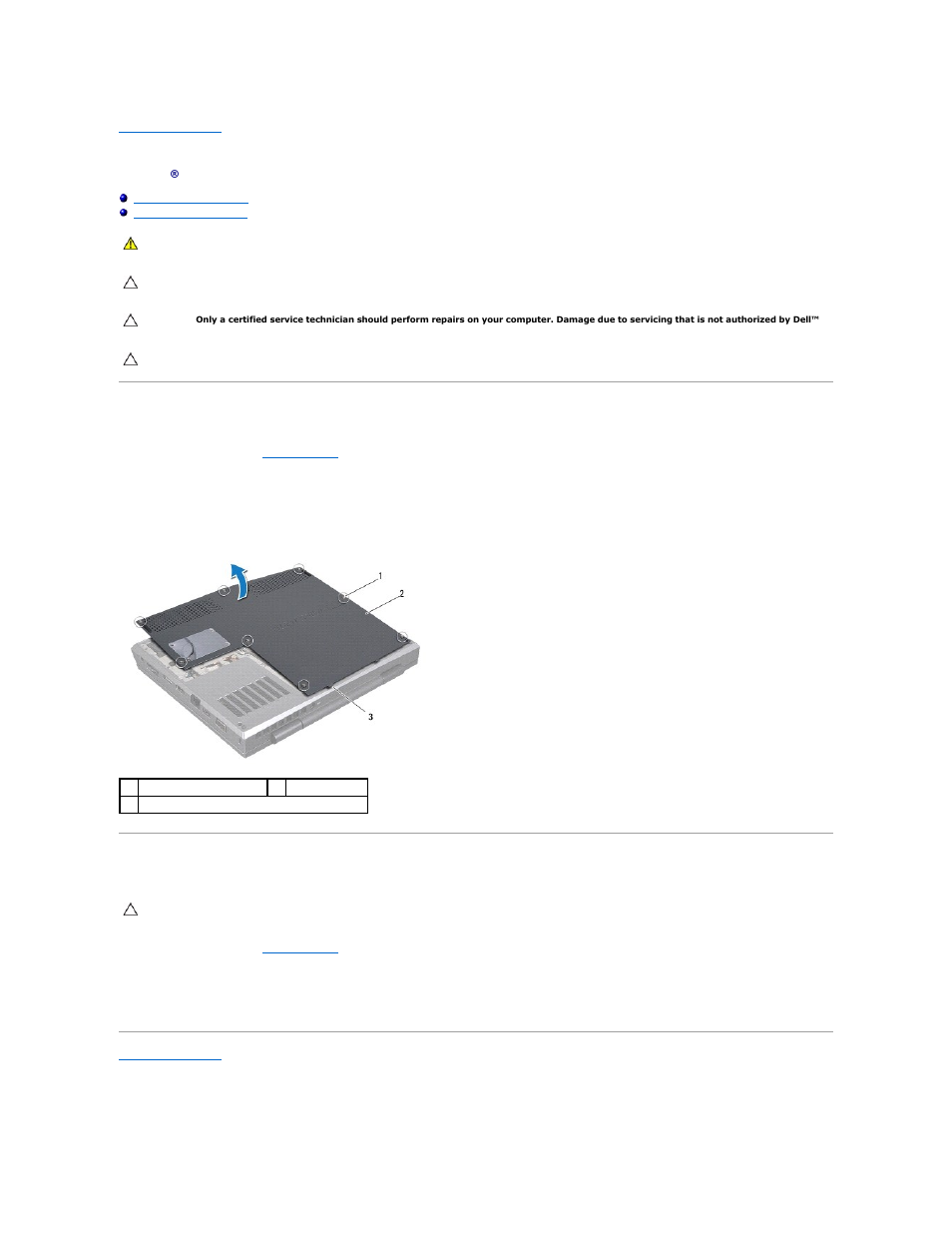 Base cover, Removing the base cover, Replacing the base cover | Dell Alienware M11x (Early 2010) User Manual | Page 7 / 39