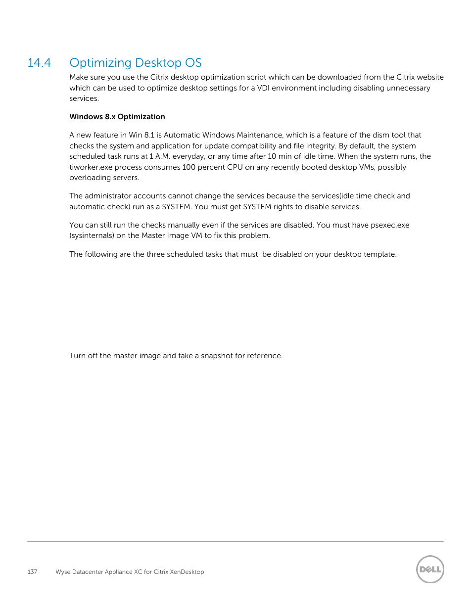 4 optimizing desktop os | Dell XC Web-Scale Converged Appliance User Manual | Page 137 / 137