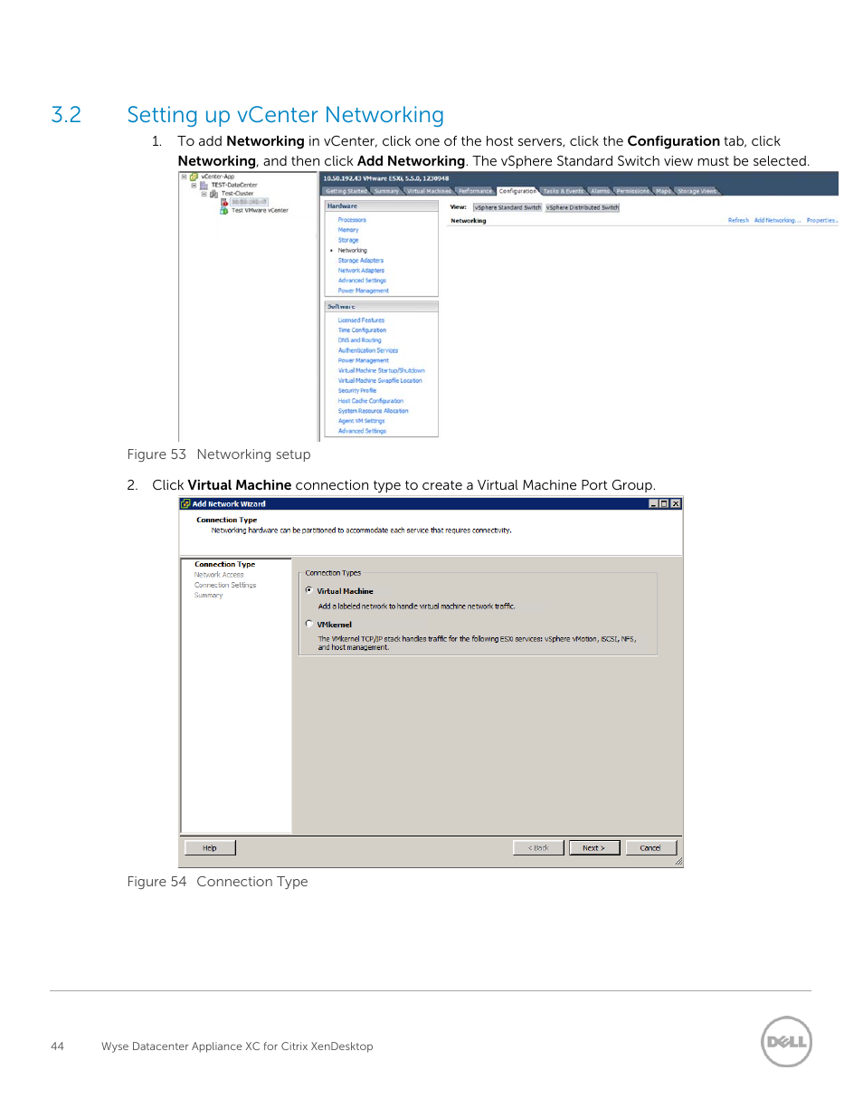2 setting up vcenter networking | Dell XC Web-Scale Converged Appliance User Manual | Page 44 / 137