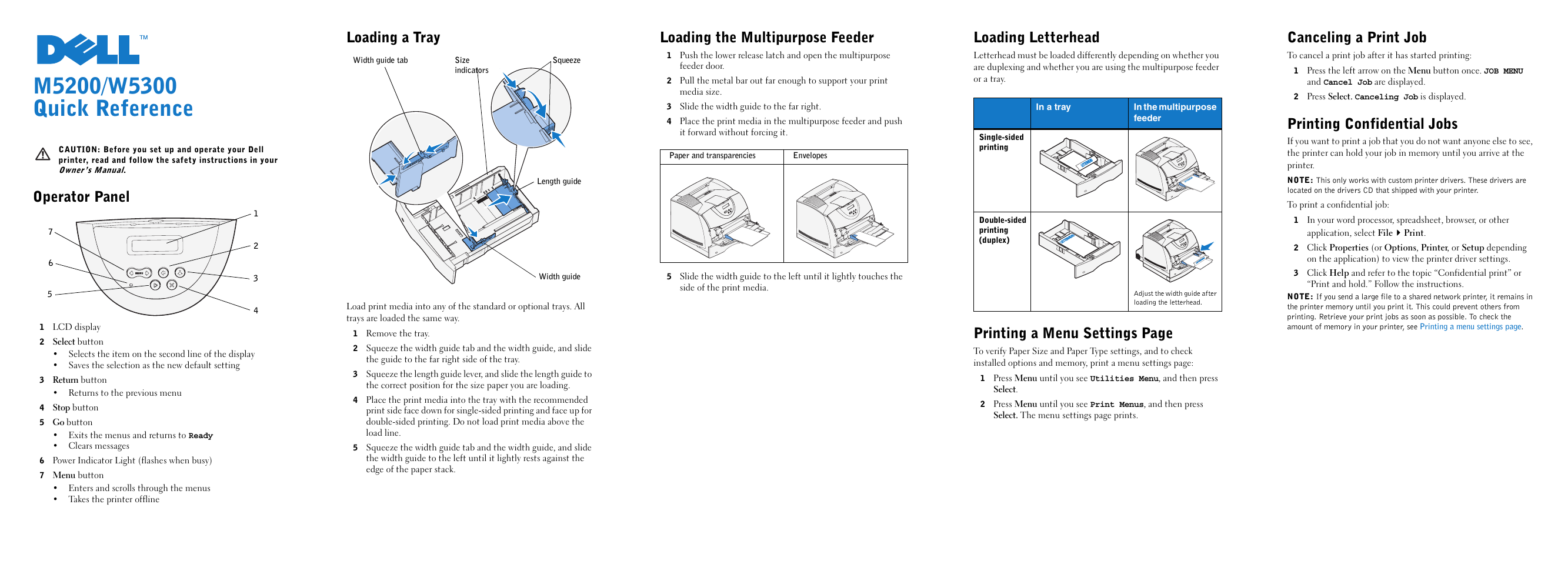 Dell W5300 Workgroup Laser Printer User Manual | 2 pages