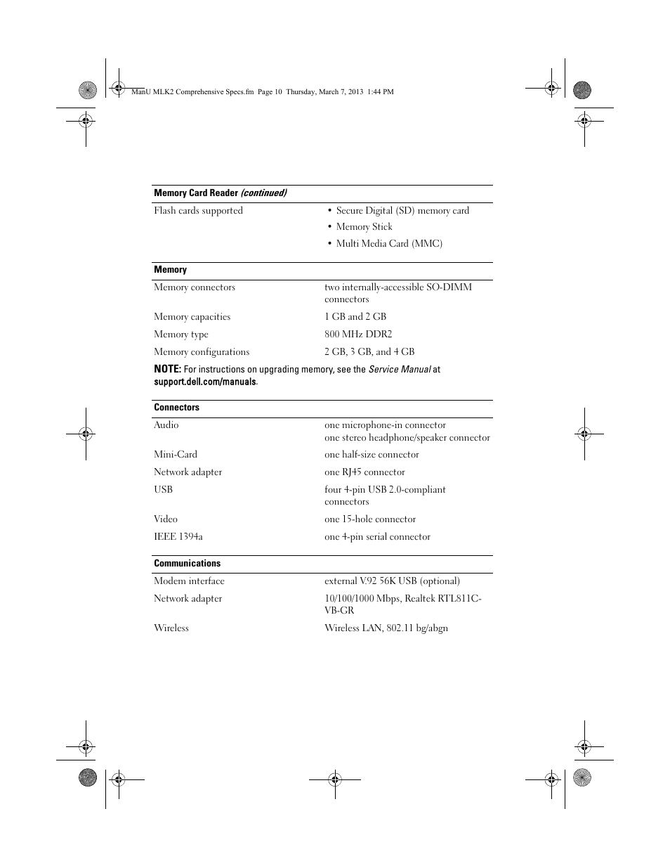 Dell Inspiron 1428 (Late 2009) User Manual | Page 2 / 6