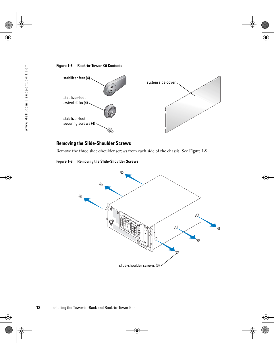 Removing the slide-shoulder screws | Dell PowerEdge 1800 User Manual | Page 14 / 20