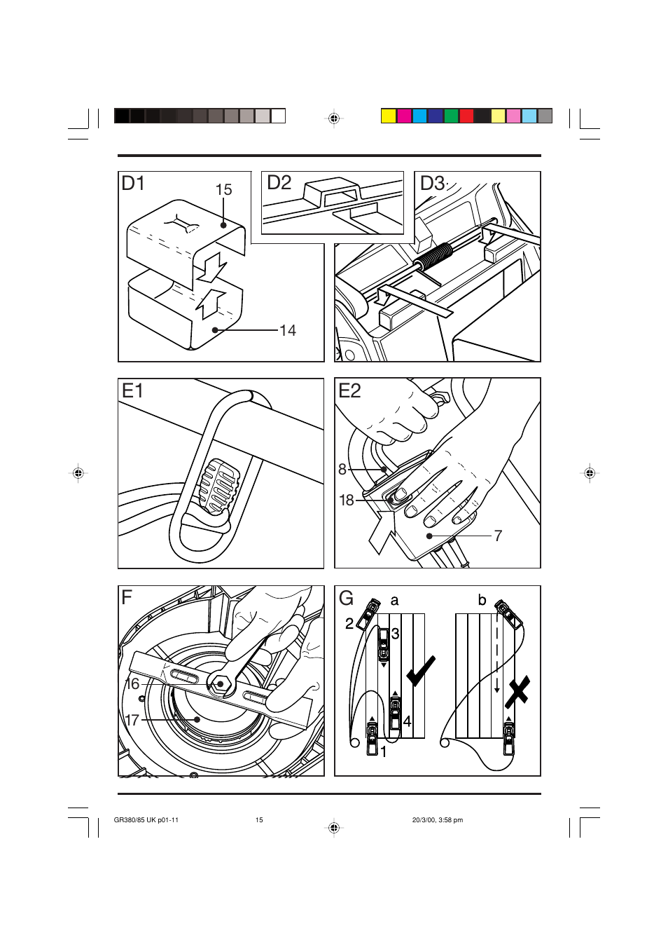 E2 d3, D1 d2 f | Black & Decker GR385 User Manual | Page 15 / 15