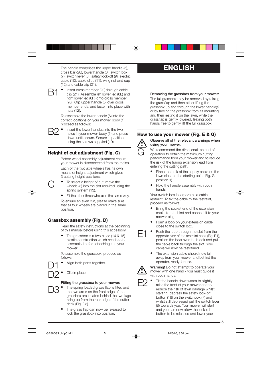 English | Black & Decker GR385 User Manual | Page 5 / 15