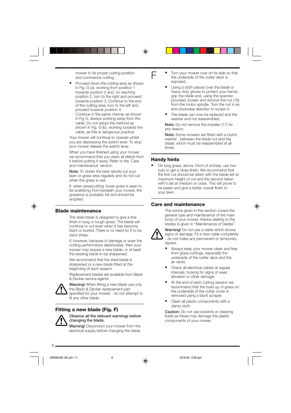 Black & Decker GR385 User Manual | Page 6 / 15